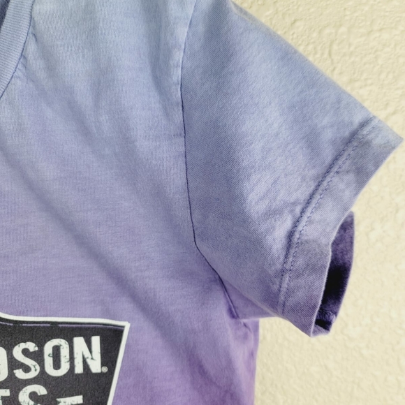 Harley Davidson Sz L short sleeve tee hombre print purple - Picture 4 of 6